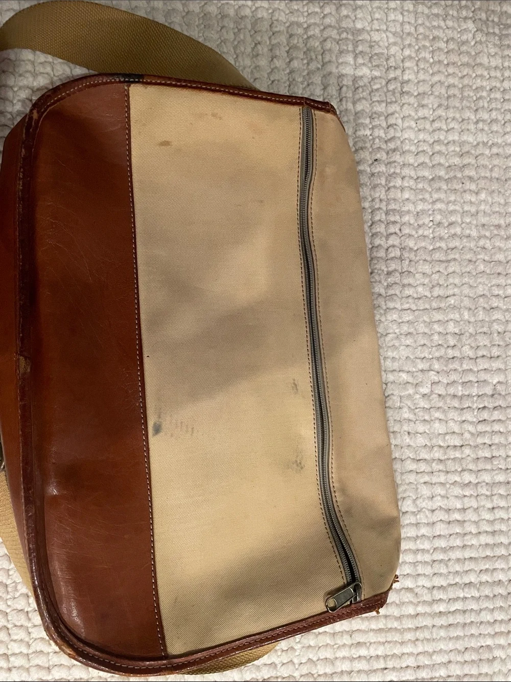 Vintage Banana Republic Brown Leather and Canvas Messenger Bag -